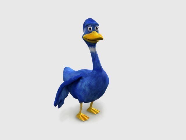 Cartoon blue goose character 3d model national seashore