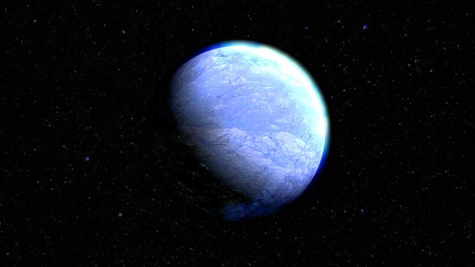 3d render of ice planet in space