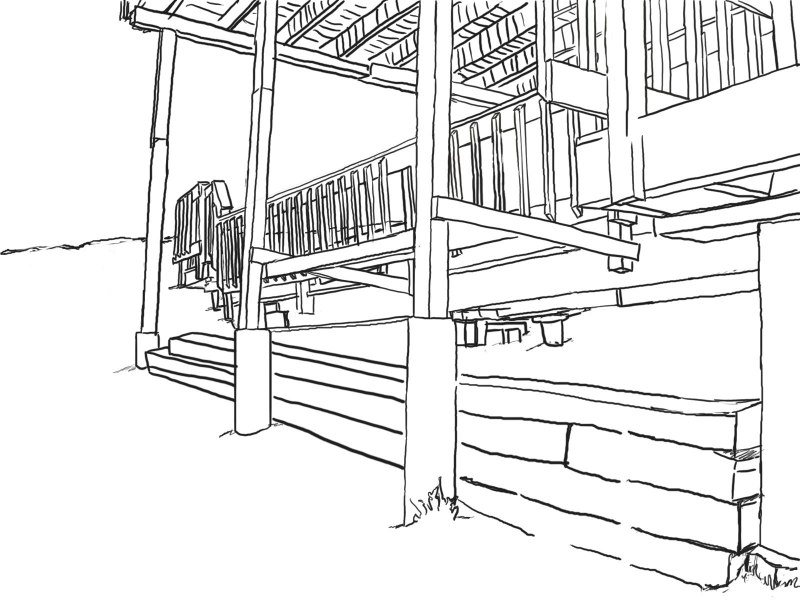 Deck pre-construction drawing, side view