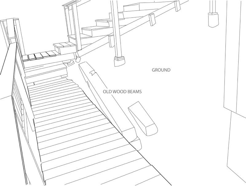 Deck stairs pre-construction drawing