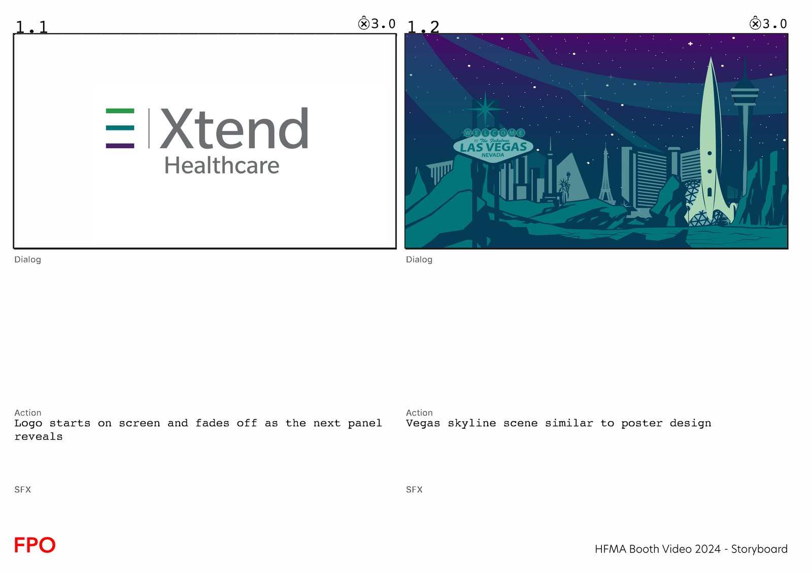 Xtend HFMA Booth Video storyboard, page 1