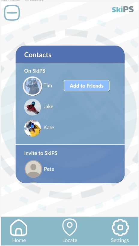 SkiPS contacts screen